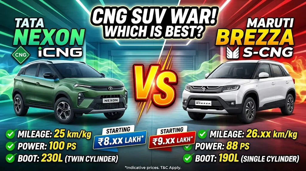 Tata Nexon CNG vs Maruti Brezza CNG Comparison